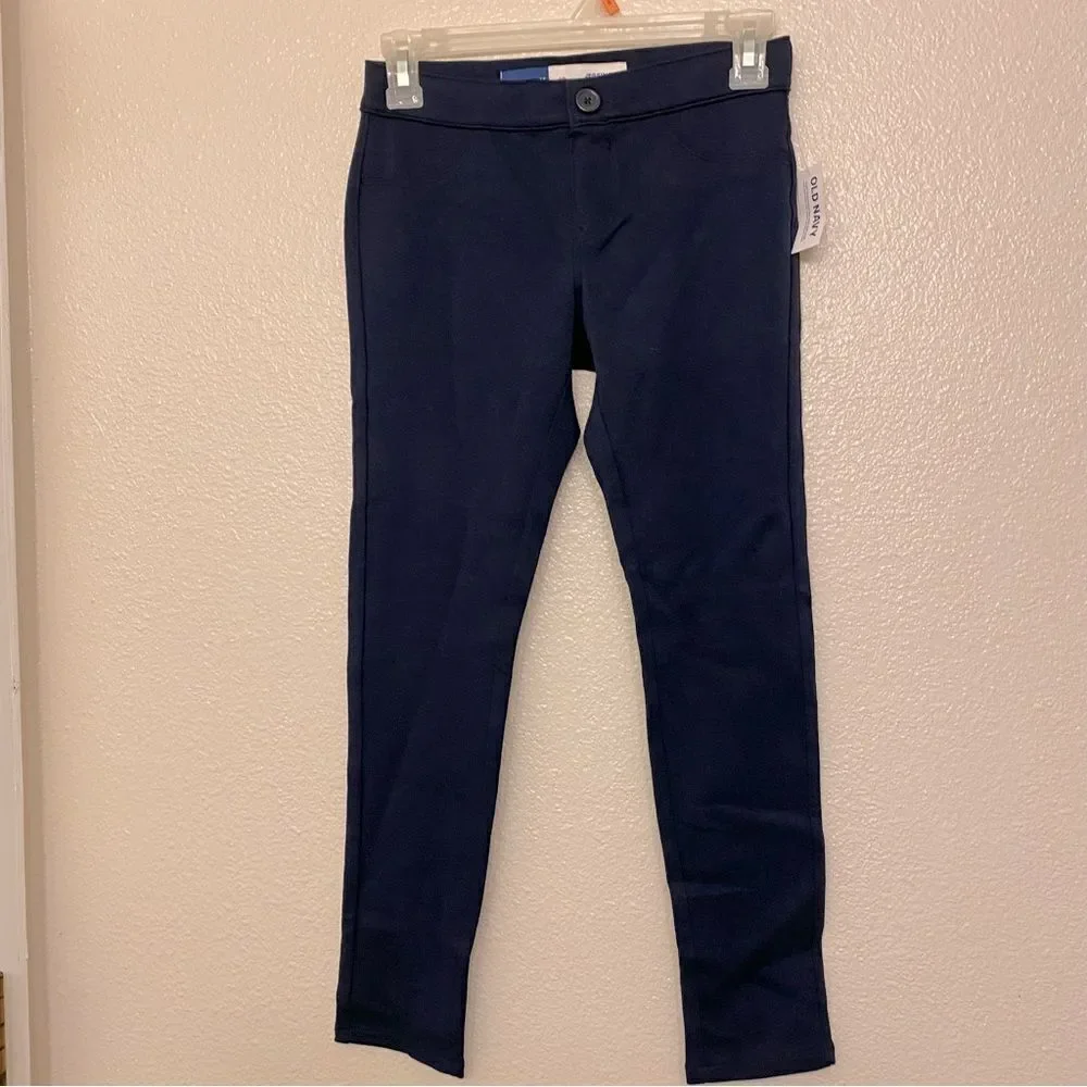 Old Navy Girls blue school UNIFORM pants jeggings soft ponte stretch knit 10 NEW